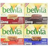 BelVita Breakfast Biscuits Variety Pack - Blueberry, Chocolate, Cinnamon Brown Sugar & Cranberry Orange (1) 8.8 oz. Box of Each Flavor (Bundle of 4)