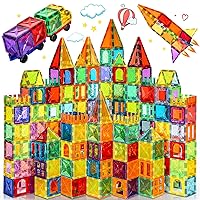 Meuzhen 120Pcs Magnetic Tiles with 2 Cars Toy Set, Magnet Diamond Tiles 3D Building Blocks, Toddler Montessori Toys for 3 4 5 6 Years, STEM Preschool Kids Sensory Educational Toys Gift for Boys Girls