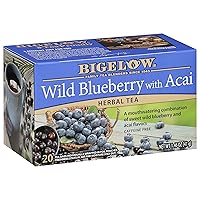 Bigelow Tea Wild Blueberry with Acai Herbal Tea, Caffeinated Tea with Blueberry and Acai, 20 Count Box, (Pack of 6), 120 Total Tea Bags
