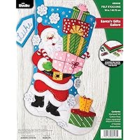 Bucilla Felt Applique Stocking Kit, Santa's Gift Galore 18