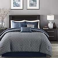 Madison Park Biloxi Jacquard Comforter Set - Modern Geometric Design, All Season Down Alternative Cozy Bedding with Matching, Shams, Decorative Pillow, Cal King(104