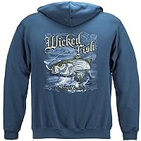 Erazor Bits Wicked Fish Striped Bass and Fluke Jackets, Fresh Water Fishing Themed Sweaters, Hoodies for Fishers