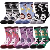 FNOVCO Kids Wool Socks Toddler Warm Thick Wool Hiking Thermal Cozy Boot Crew Socks for Boys Girls 6-Pack