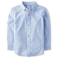 Gymboree,and Toddler Long Sleeve Button Up Shirts,Spring Blue,4T