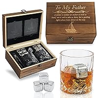 Birthday Gifts for Dad from Daughter - Son - Engraved ' To My Father ' Whisky Glass Gift Set - Dad Birthday | Fathers day