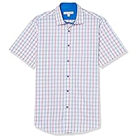 Isaac Mizrahi Boy's Short Sleeve Plaid Button Down Shirt