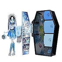 Monster High Skulltimate Secrets Fearidescent Series Doll & Accessories, Frankie Stein, Dress-Up Locker & 19+ Surprises