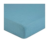 Crane Baby Soft Cotton Fitted Sheet for Cribs and Nurseries, Riverstone Blue, 28”w x 52”h x 9”d