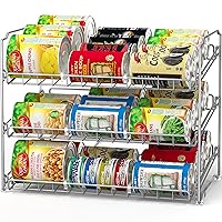 Simple Houseware Stackable Can Rack, Silver, Adjustable Plastic Dividers, Holds 36 Cans
