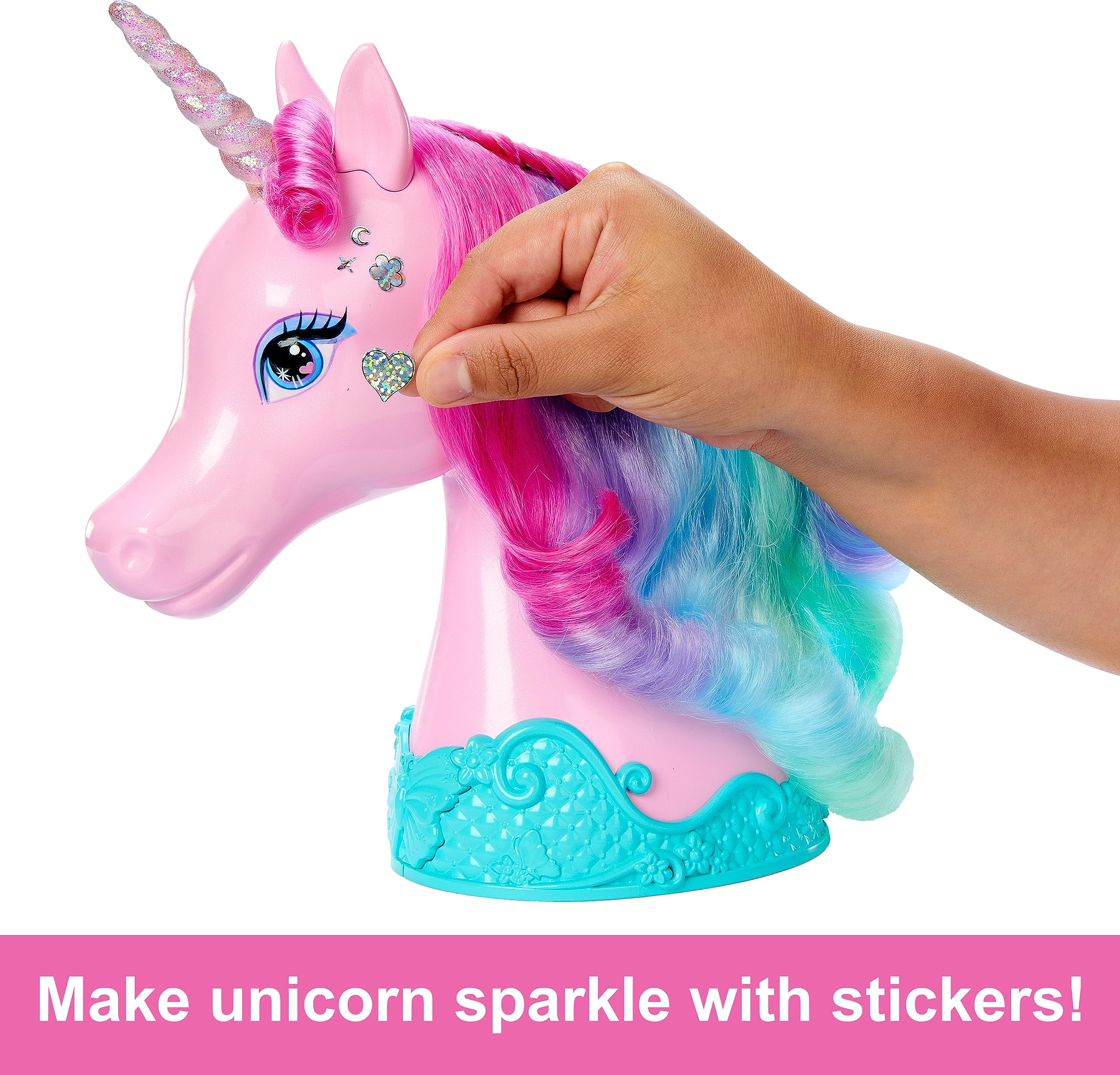 Barbie Unicorn Toys, Styling Head with Colorful Mane of Fantasy Hair, Styling Accessories & Shimmer Stickers