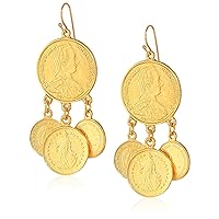 Ben-Amun Moroccan Coin Vintage Dangle Earrings, New York Fashion 24K Gold Plated Jewelry