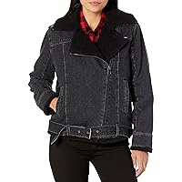 Calvin Klein Women's Oversized Belted Moto with Sherpa