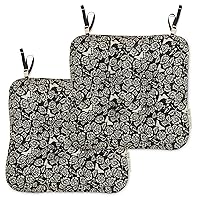 Classic Accessories Frida Kahlo Patio Seat Cushions, 2-Pack, 19 Inch, Flores Eternas, Black, 2 Count