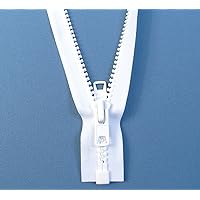 YKK Zipper, White #10 Brand Separates at The Bottom, Marine Grade Metal Tab Slider, Heavy Duty (60