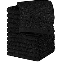 Utopia Towels 12 Pack Cotton Washcloths Set - 100% Ring Spun Cotton, Premium Quality Flannel Face Cloths, Highly Absorbent and Soft Feel Fingertip Towels (Black)