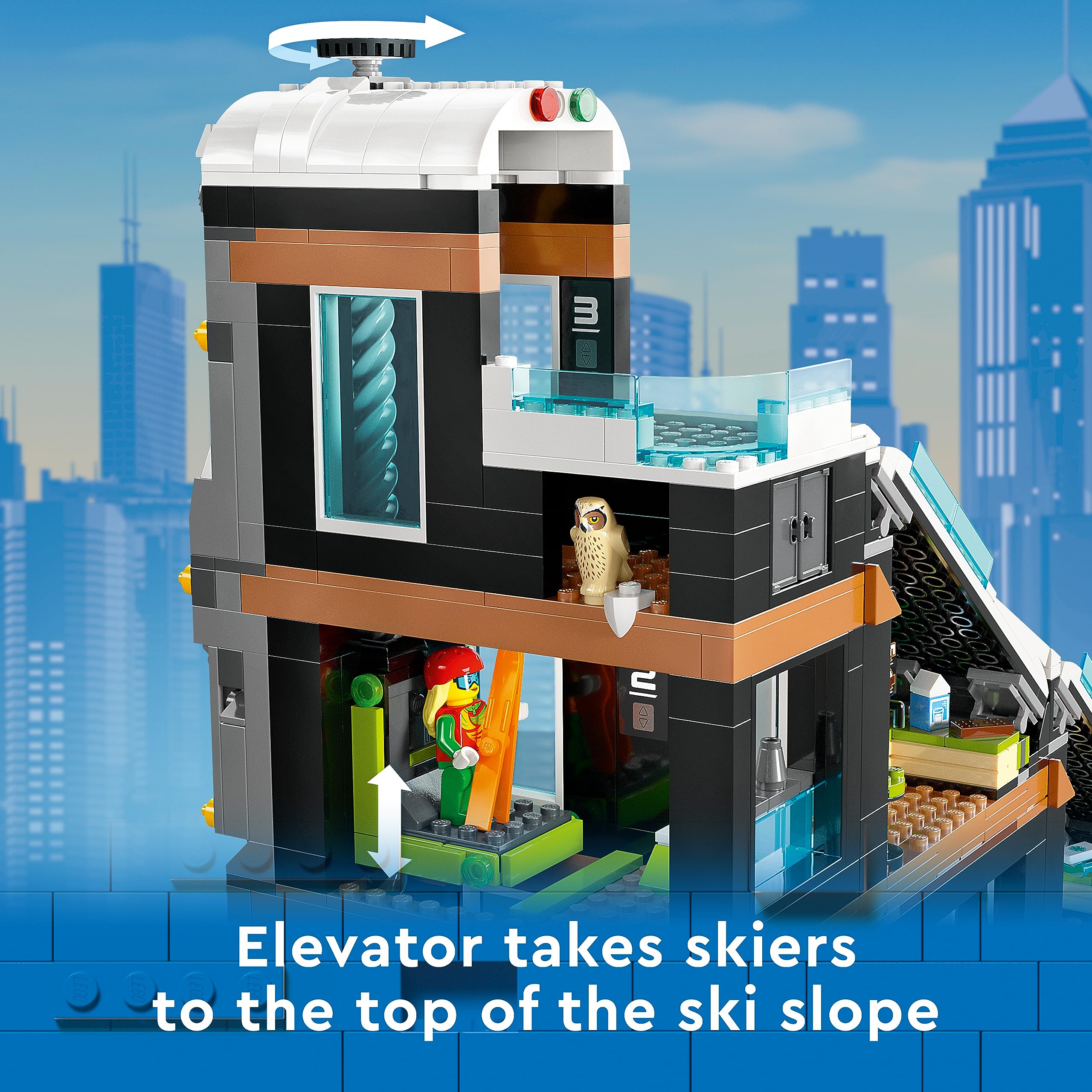 LEGO City Ski and Climbing Center 60366 Building Toy Set, 3-Level Building with a Ski Slope, 8 Minifigures and 2 Animal Figures for Imaginative Winter Sports Play, Fun Gift Idea for Kids and Ski Fans