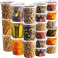 DuraHome Food Storage Containers with Lids 8oz 16oz 32oz Freezer Deli Cups Combo Pack 44 Sets BPA-Free Leakproof Round Clear Takeout