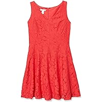 London Times Women's Leafy Rose Lace Fit-and-Flare V-Neck Dress