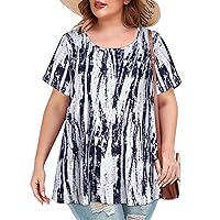 Plus Size Tops for Women Tunic Floral Casual Short Sleeves T Shirts Flowy Blouses
