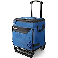 Crater Peak Wheeled Cooler - 50 Can Rolling Cooler - Blue Collapsible Cooler with Super Foam Insulation and Foldable All-Terrain Cart with Wheels