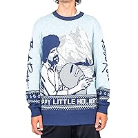 Bob Ross Happy Little Holidays Blue Ugly Christmas Sweater