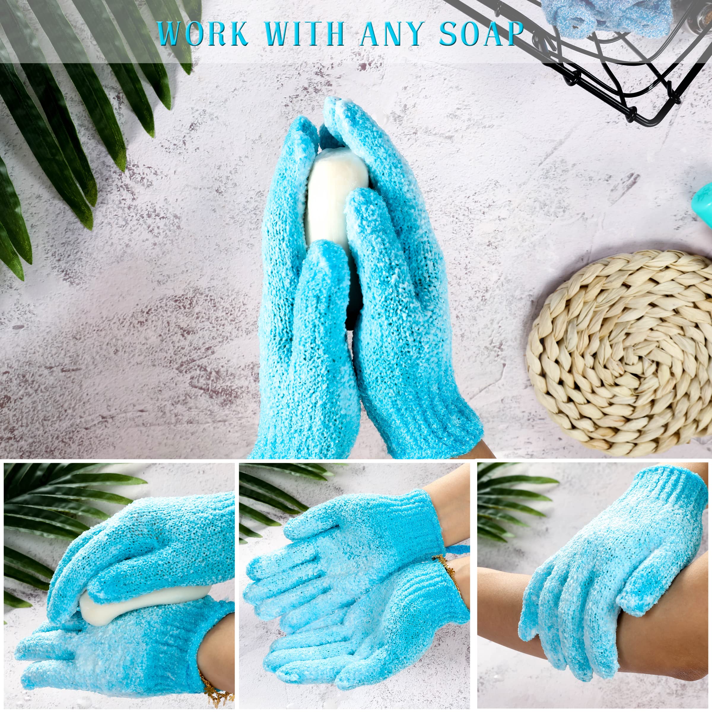 Shower Gloves,24 Pcs Exfoliating Bath Gloves,Body Scrub Gloves with Hanging Loop for Beauty Spa Massage Skin Shower Body Scrubber-12 Colors