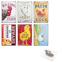 Chicken Coop Metal Tin Sign 6 Pack 8x12 Inch（with 20 Pcs Wall Nails）.Gifts Merch Chicken Coop Funny Bar Decoartions Posters Retro Vintage Aluminum Sign for Home Wall Decor
