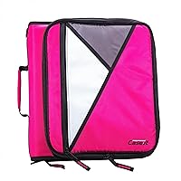 Case-it The Universal Zipper Binder - 2 Inch O-Rings - Padded Pocket That Holds up to 13 Inch Laptop/Tablet - Multiple Pockets - 400 Page Capacity - Comes with Shoulder Strap - Magenta LT-007