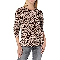 Monrow Women's Natural Leopard Oversized Sweatshirt