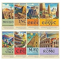Wallbuddy Ancient Civilization Educational Posters Set of 8 | Social Studies Classroom Learning Materials | Ancient History Posters Unframed Wall Art Prints | Around The World Decorations (12x16)