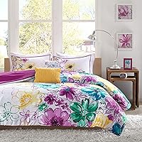 Intelligent Design Comforter Set Vibrant Floral Design, Teen Bedding for Girls Bedroom, Mathcing Sham, Decorative Pillow, Full/Queen, Olivia, Blue