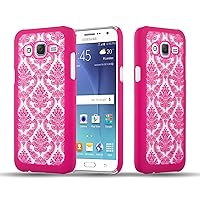 – Mandala Hard Cover Slim Case Works with Samsung Galaxy J5 5 - (Model 2015) Paisley Henna - Etui Skin Protection Bumper in Pink-Transparent