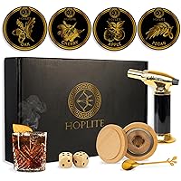 Cocktail Smoker Kit with Torch and 4 Wood Flavors - Smoky Flavor Enhancer for Drinks and Food - Whiskey Smoker Kit, Bartender Smoker Kit, Dad Birthday Gift Set, Gifts for Men (Butane Not Included)
