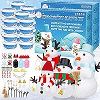24 Pack Build a Snowman Kit, Christmas DIY Snowman Crafts for Kids Bulk, Snowman Kit Winter Decorations Indoor, Creative Kids Air Dry Clay Modeling Crafts Kit for Christmas Kids Gifts Favor Supplies