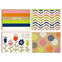 Hallmark Blank Cards (Stripes, Dots, Flowers, 40 Cards with Envelopes), Model Number: 5WDN2067