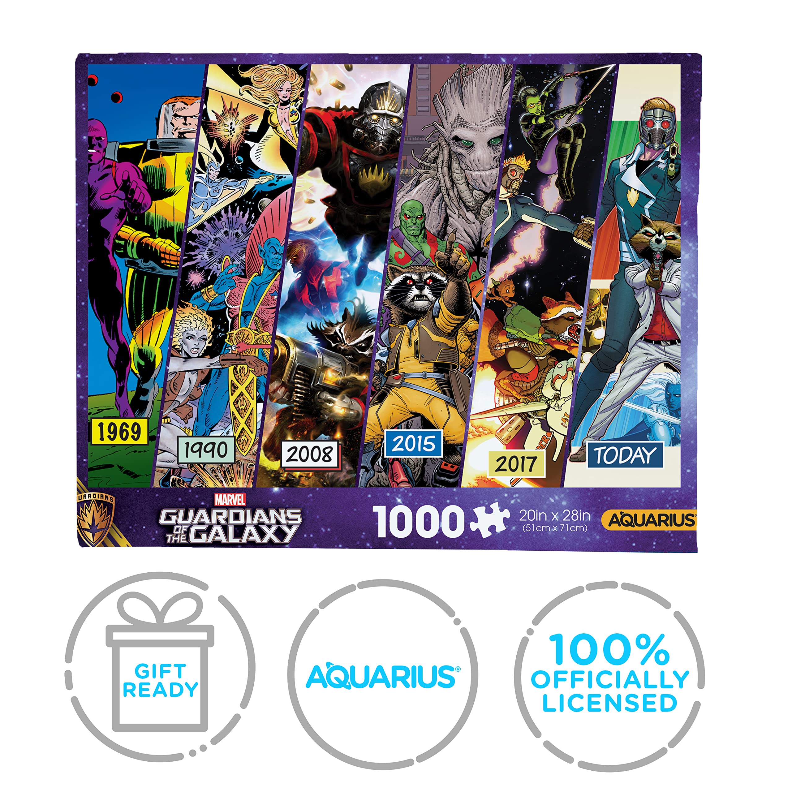 AQUARIUS Guardians of The Galaxy Timeline Puzzle (1000 Piece Jigsaw Puzzle) - Glare Free - Precision Fit - Virtually No Puzzle Dust - Officially Licensed Marvel Merchandise & Collectibles - 20x27 in