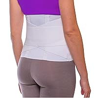 BraceAbility Women's Back Brace for Female Lower Back Pain - Lightweight Soft White Elastic Lumbar Compression Support Belt is Discreet Under Clothes for Ladies, Nurses, Walking (Small)