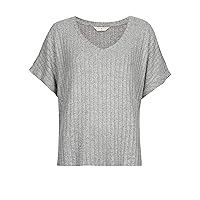 Marks & Spencer Women's Loungewear Cozy Rib Short Sleeve V Neck Pajama Top