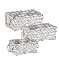 STO-06686 Zig Zag Set of Nesting Baskets with Handles, Set of 3-Pack, Gray