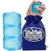 Schylling Nice Cube Translucent NeeDoh...Groovy Glob! Squishy, Squeezy, Popping, Stretchy Stress Fidget Cubes Blue Crew Gift Set Party Bundle with Storage Bag - 3 Pack (Blue)