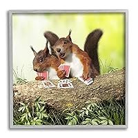 Stupell Industries Silly Squirrels Playing Card Games Tree Branch, Design by Chiara