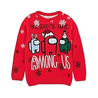 Among Us Christmas Jumper Kids Boys Imposter Crewmates Knitted Sweater