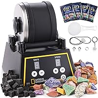 NATIONAL GEOGRAPHIC Professional Rock Tumbler Kit - Complete Rock Tumbler for Adults & Kids with Durable 2 Lb. Barrel, Rocks, Grit, and Patented GemFoam Finishing Foam Polish, Rock Polisher