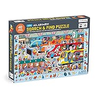 Mudpuppy All Aboard! — 64 Piece Search & Find Puzzle Jigsaw Puzzle Featuring A Busy Train Station with Adorable Animal Passengers and Over 40 Hidden Images to Find for Ages 4+