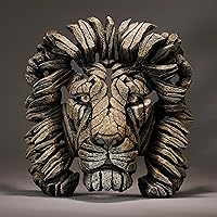 Enesco Edge Sculpture Lion Head Animal Bust Figurine, 16.93 Inch, Gold