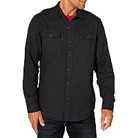Amazon Essentials Men's Slim-Fit Long-Sleeve Two-Pocket Flannel Shirt, Black, Medium