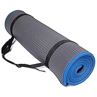 Signature Fitness All-Purpose 2/5-Inch (10mm) Extra Thick High Density Anti-Slip Exercise Pilates Yoga Mat with Carrying Strap, Multiple Colors