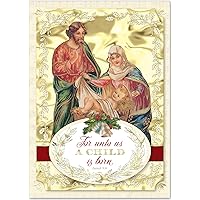 Punch Studio Holy Family Dimensional Holiday Boxed Cards Featuring 12 Embellished Cards and Envelopes (44695), multi