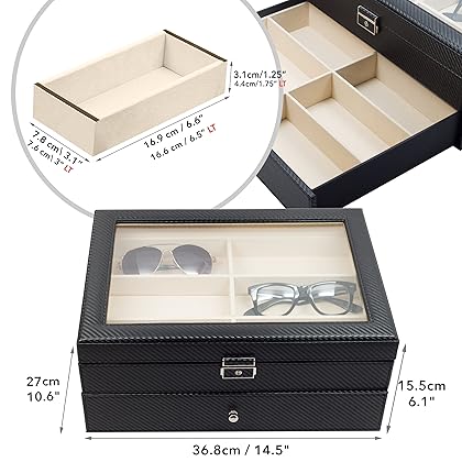 TIMELYBUYS Large Eyeglass Sunglass Glasses Display Case Storage Box Organizer