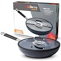 DaTerra Cucina Professional 11 Inch Nonstick Frying Pan with Lid | Italian Made Ceramic Sauté Pan, Chefs Non Stick Skillet for Cooking, Sizzling, Searing, Baking and More